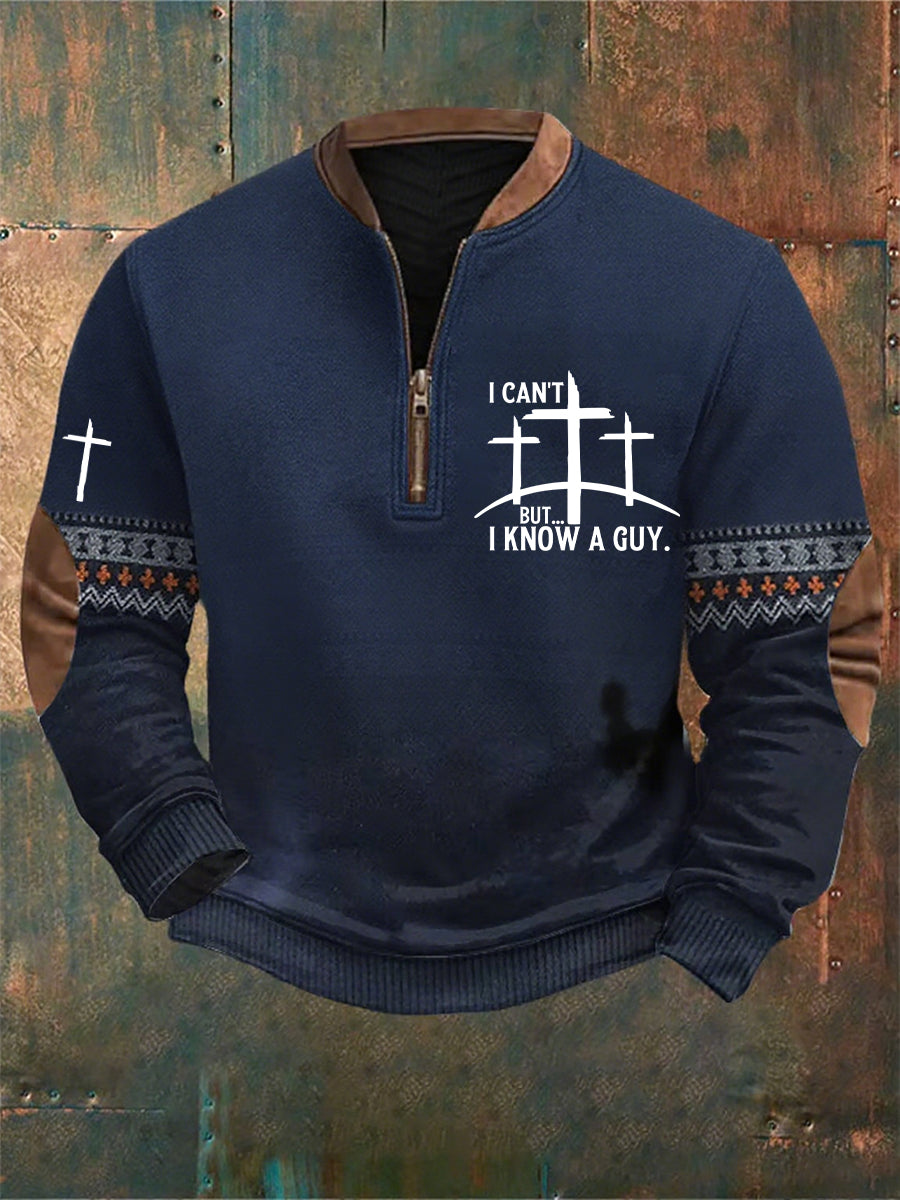Férfi vintage art faith alkalmi pulóver