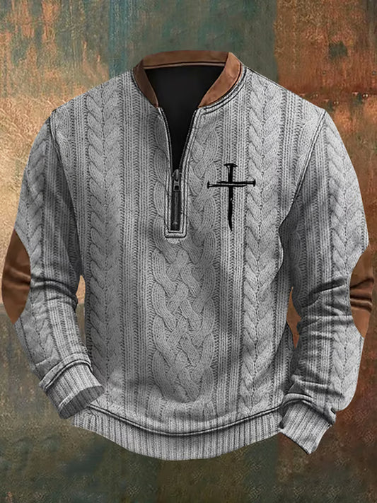Férfi vintage art faith alkalmi pulóver