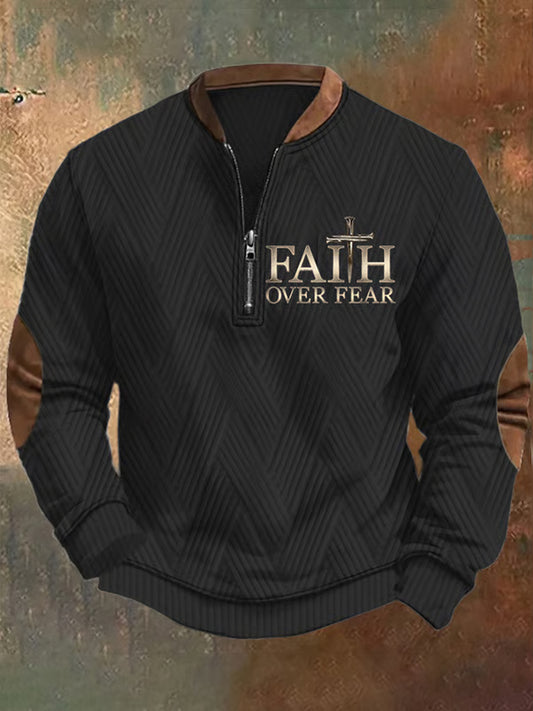 Férfi vintage art faith alkalmi pulóver