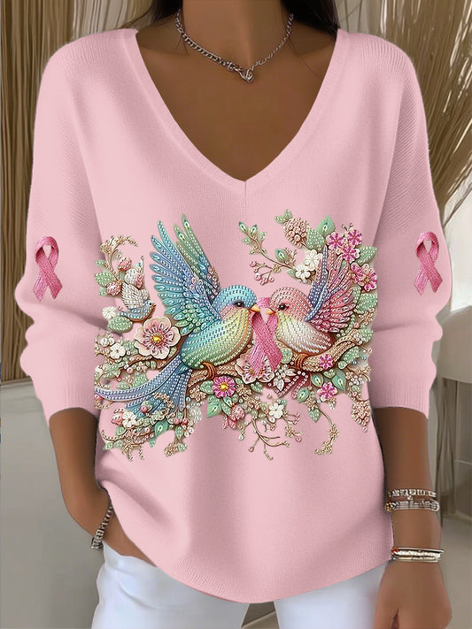 Női romantikus kolibri rhinestone art v-nyak tetején