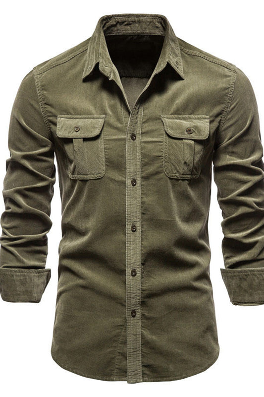 Férfi corduroy slim fit alkalmi hosszú ujjú kabát