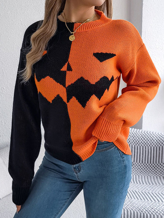 Női vintage halloween alkalmi pulóver