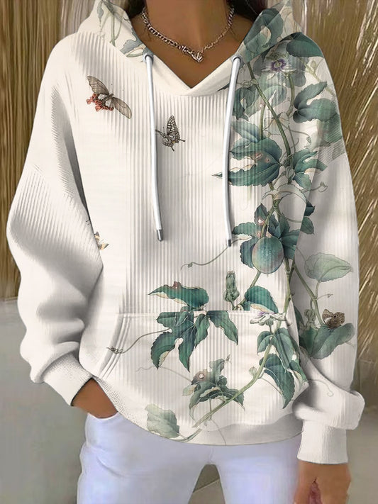 Női vintage pillangó rattan art alkalmi hoodie