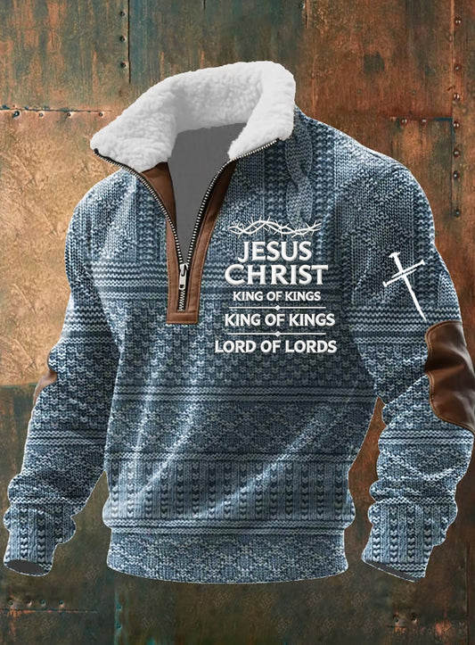 Férfi vintage art faith alkalmi pulóver