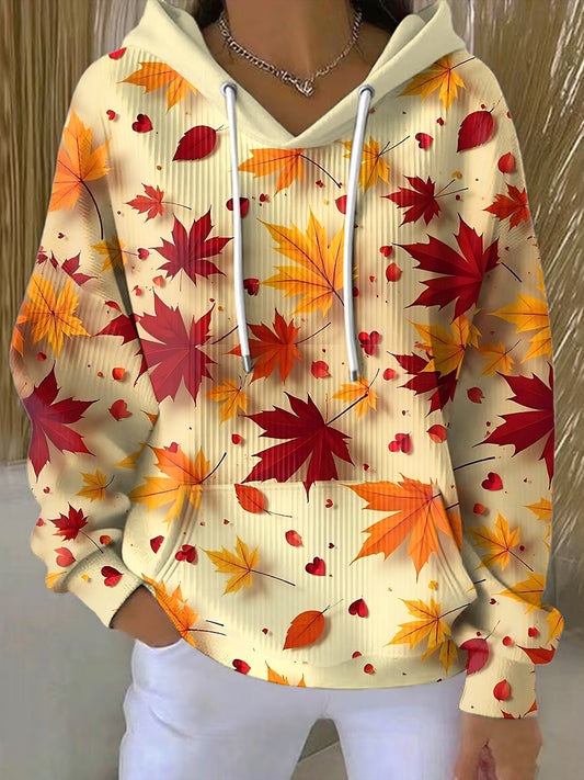 Női hálaadás juhar levél alkalmi crewneck pulóver