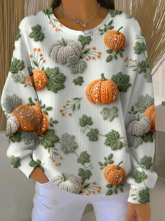 Női hálaadás tök szőlő alkalmi crewneck pulóver