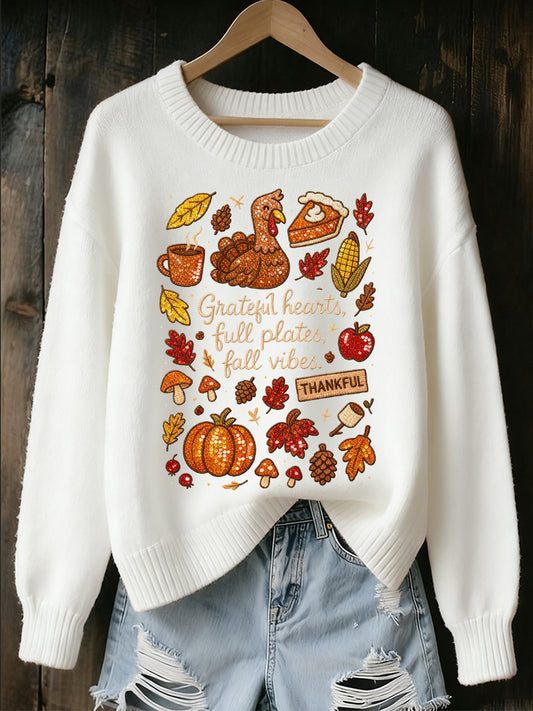 Női hálaadás művészi alkalmi személyzet nyak kötött pulóver