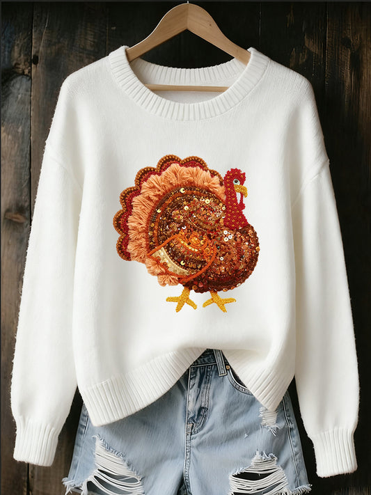 Női hálaadás művészi alkalmi személyzet nyak kötött pulóver