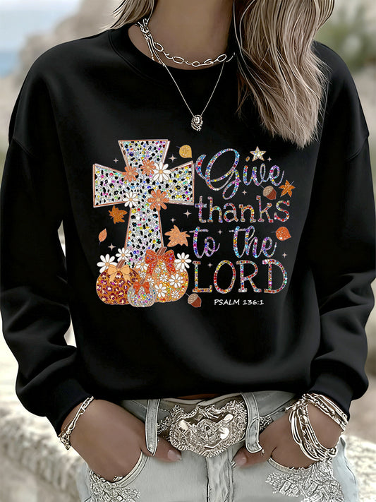 Női hálaadás művészet alkalmi crewneck pulóver top