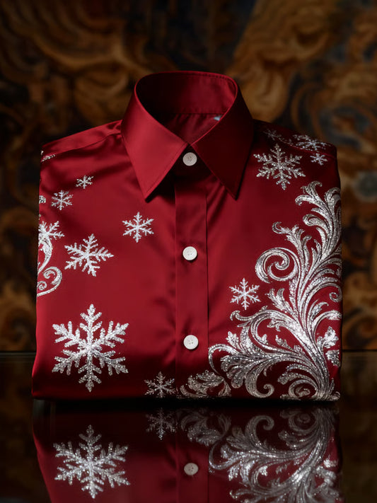 Férfi retro karácsonyi stílus hosszú ujjú alkalmi ing