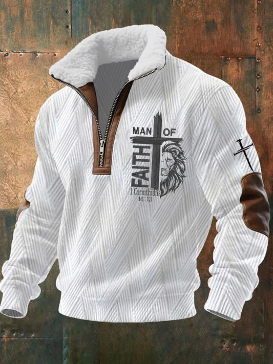 Férfi vintage art faith alkalmi pulóver