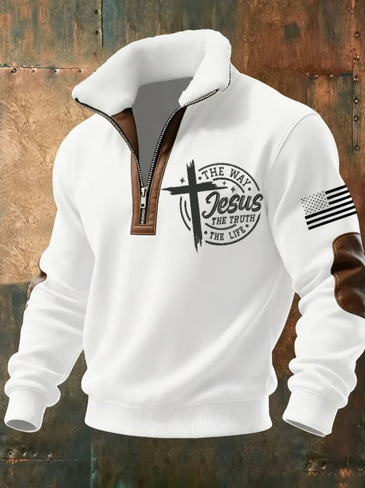 Férfi vintage art faith alkalmi pulóver