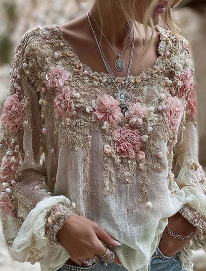 Női retro bohém alkalmi top