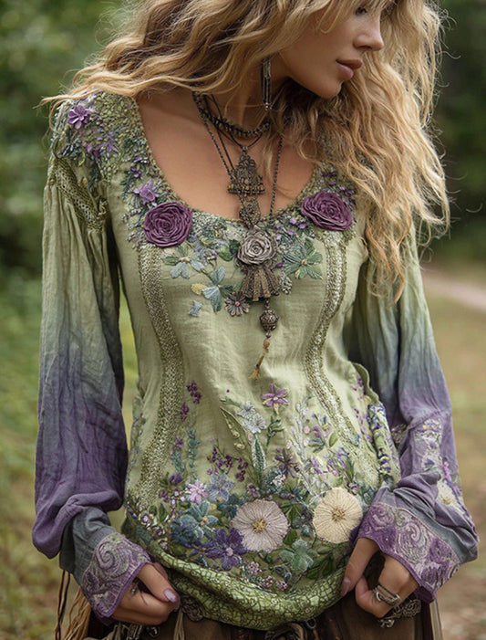 Női retro bohém alkalmi top