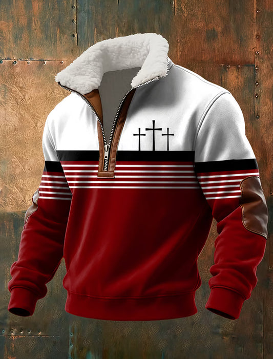 Férfi vintage art faith alkalmi pulóver