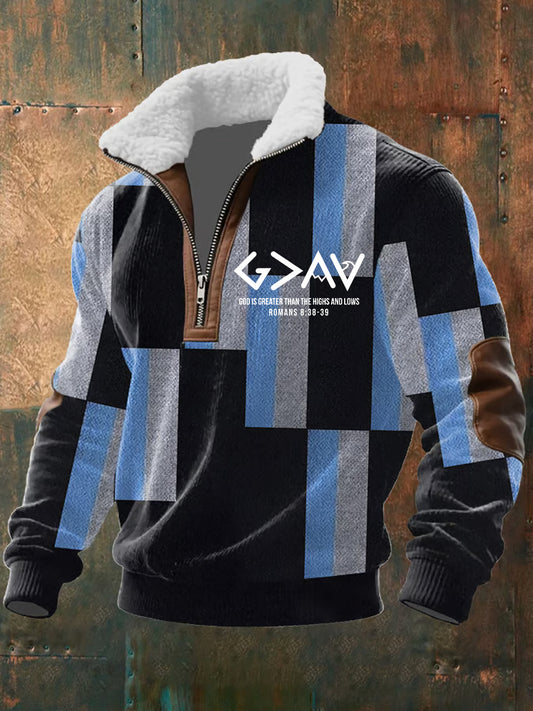 Férfi vintage art faith alkalmi pulóver