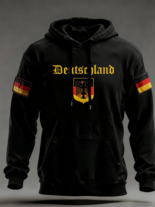 Férfi vintage német zászló művészeti nyomtatás hoodie