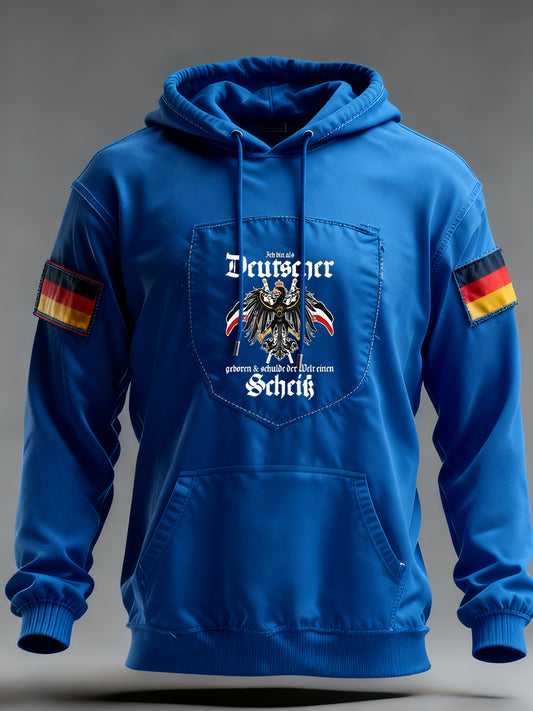 Férfi vintage német zászló művészeti nyomtatás hoodie