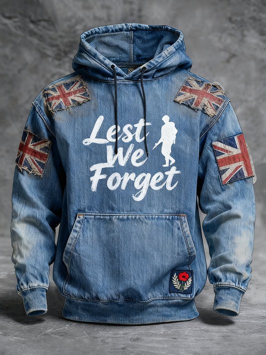 Men's remembrance day "forget me not" poppy hoodie