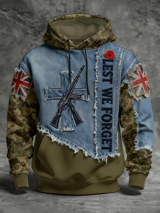 Men's remembrance day "forget me not" poppy hoodie