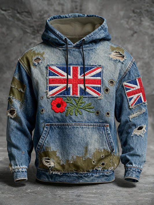 Men's remembrance day "forget me not" poppy hoodie