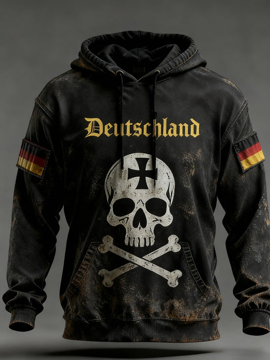 Férfi vintage német zászló művészeti nyomtatás hoodie
