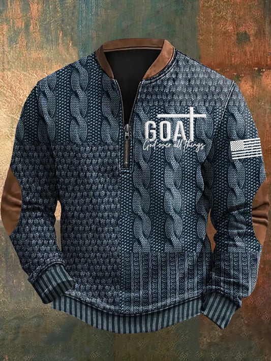 Férfi vintage art faith alkalmi pulóver