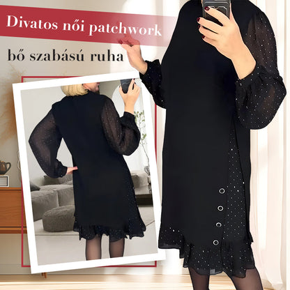 【M-3XL】💃Divatos női patchwork, bő szabású ruha