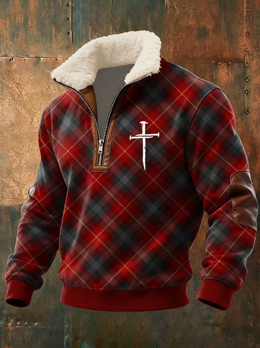 Férfi vintage art faith alkalmi pulóver