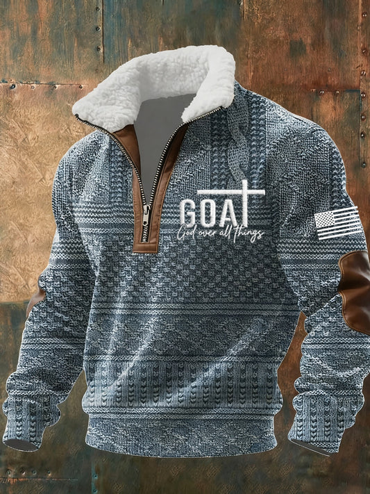 Férfi vintage art faith alkalmi pulóver