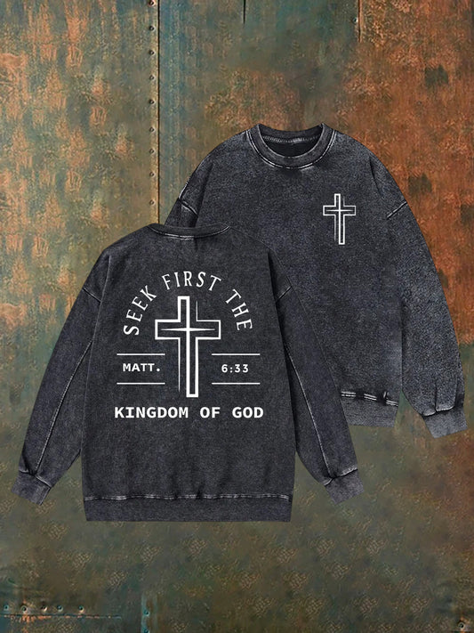 Férfi vintage szomorú keresztény alkalmi pulóver