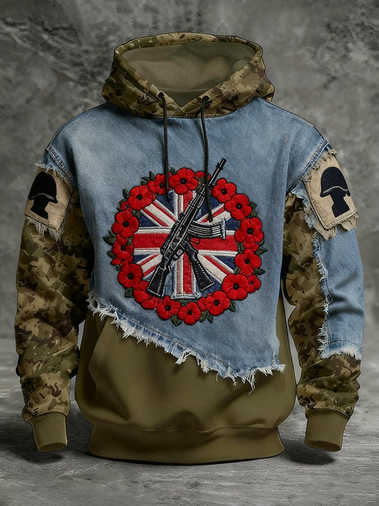 Men's remembrance day "lest we forget" poppy hoodie