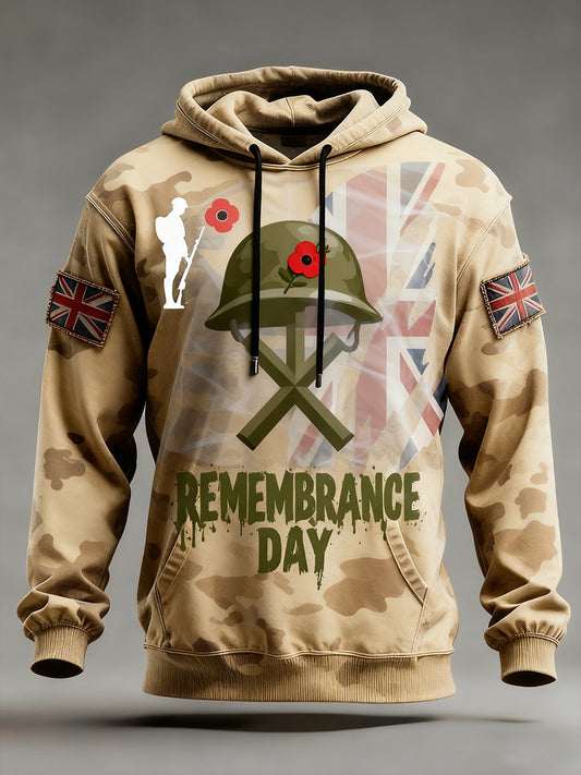 Men's remembrance day "lest we forget" poppy hoodie