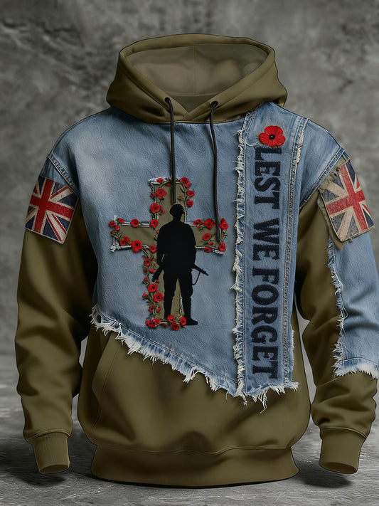 Men's remembrance day "lest we forget" poppy hoodie