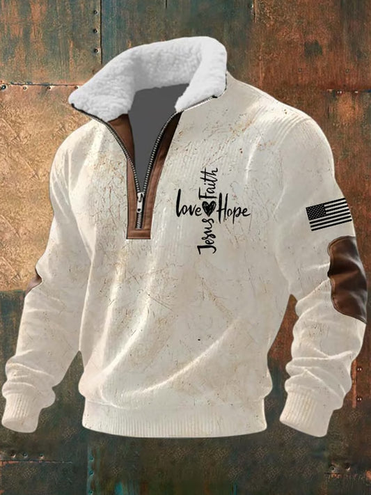 Férfi retro művészi hit alkalmi bunda gallér vastag pulóver