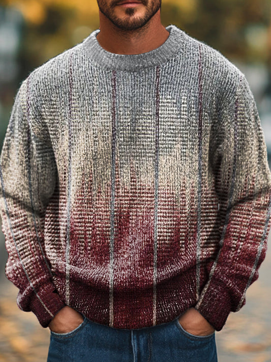 Férfi csíkos gradiens alkalmi pulóver