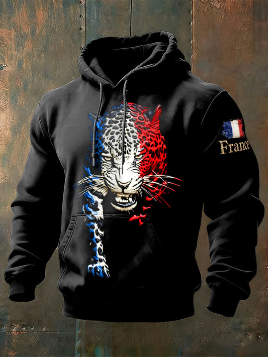 Férfi francia tigris alkalmi hoodie
