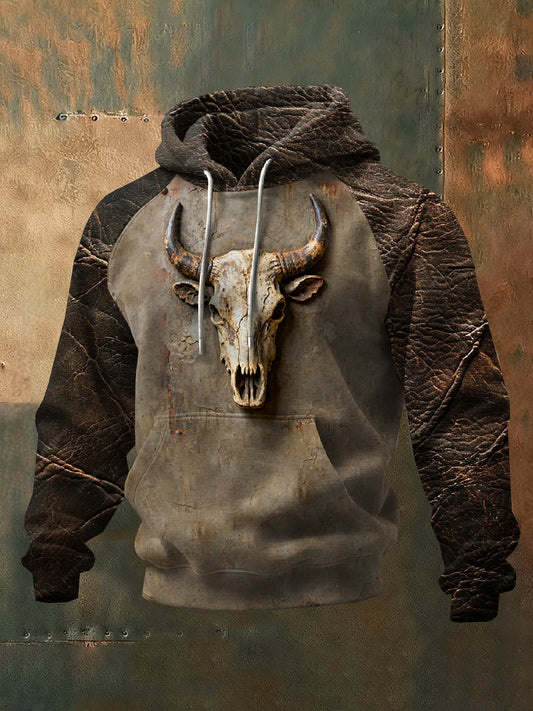 Retro nyugati tehén koponya nyomtatás alkalmi pulóver