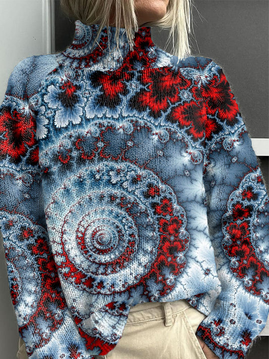 Hölgyek virágos vintage teknős jumper