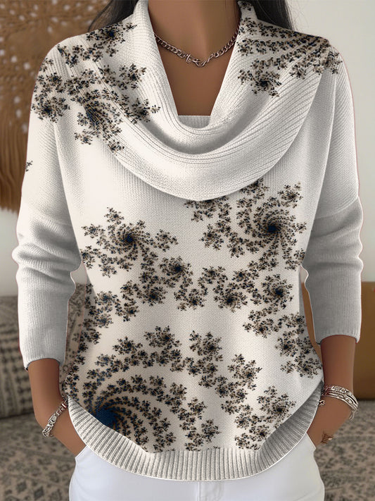 Női sárgabarack virágos pulóver