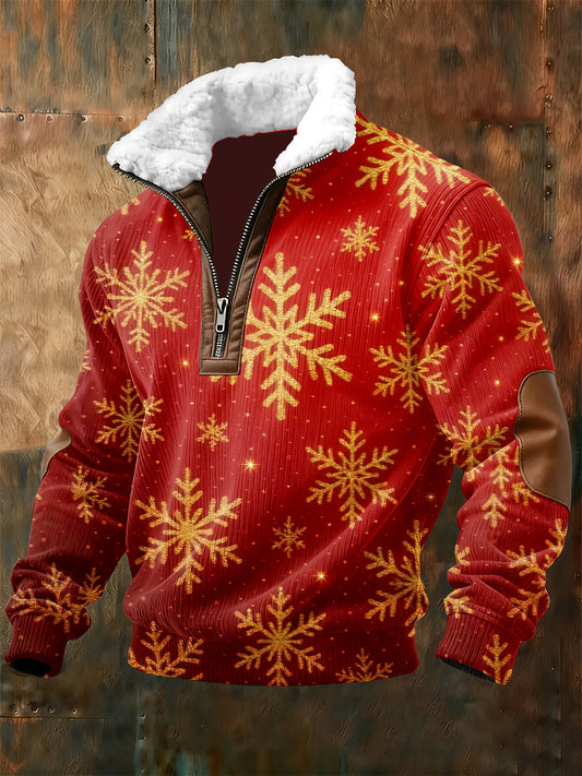 Férfi retro karácsonyi nyomtatás alkalmi pulóver