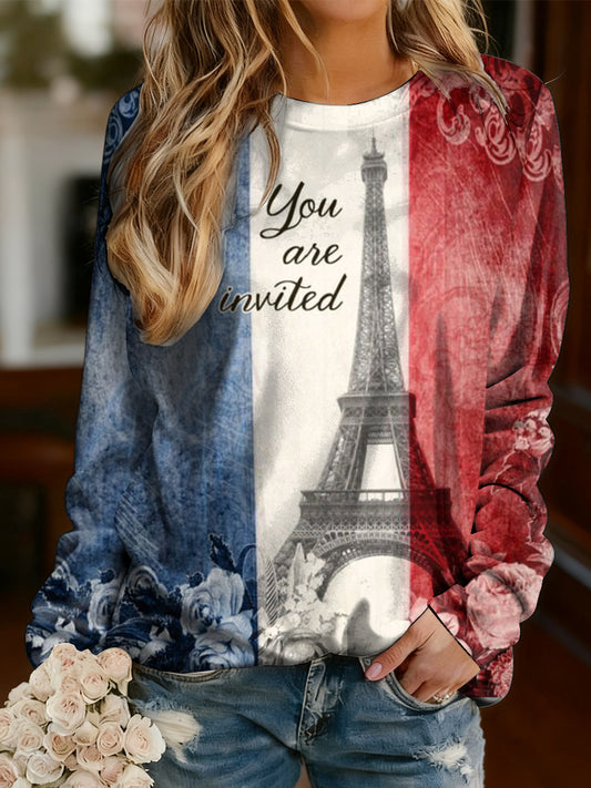 Női francia zászló alkalmi hosszú ujjú ing