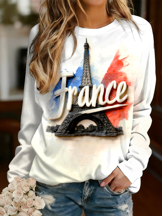 Női francia nyomtatás hosszú ujjú ing